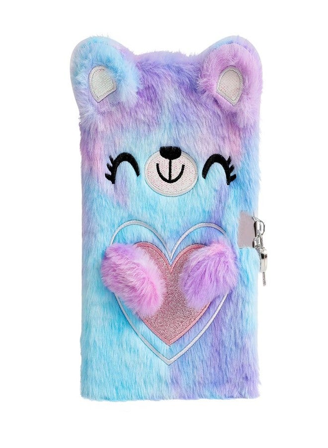 YankMooM Journal for Kids Diary with Lock for Girls, Fuzzy Secret Kids Journal Tie-Dye Notebook Gift for for Writing and Drawing, Hardcover Fluffy Bear Secret Diary with Stickers for Kids - Image 1